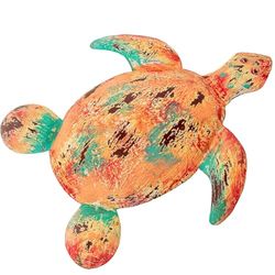 DRW Figura di una tartaruga di ferro in arancione 29x27x4 cm