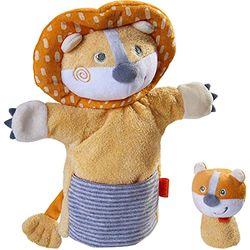 HABA 305756 Hand Puppet Lion with Baby, Hand Puppet from 1.5 Years