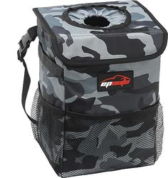 EPAUTO Waterproof Car Trash Can with Lid and Pockets, Camouflage Grey