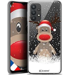 Caseink Hoesje voor Samsung Galaxy A32 5G (6.5) [HD Gel Patroon Gedrukt in Frankrijk Kerstcollectie Herten Ontwerp - Zacht - Ultra Slim