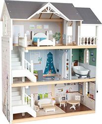 Small Foot Small Foot-11802 Casa de muñecas Villa de la Ciudad, Tres Pisos, Frente Abierto y Muchos Muebles, a Partir de 3 años. Toys (11802)