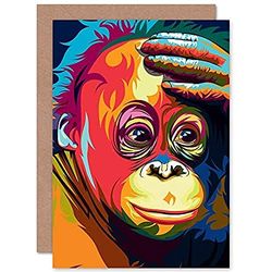Fine Art Prints Orangutan Illustration Colourful Greeting Card With Envelope Inside Premium Quality