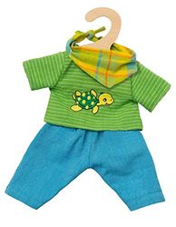 Heless Idena 2721 Ensemble de vêtements pour poupée Issue du Commerce équitable 3 pièces avec Pantalon, t-Shirt et Foulard Taille 35-45 cm