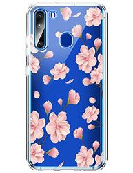 Cathanks Compatible para Samsung Galaxy A21 Funda Transparente Ultrafina TPU Suave Carcasa Anti-Arañazos Flexible Diseño Flores Anti-Choques Antideslizante Case de Silicona para Samsung Galaxy A21.