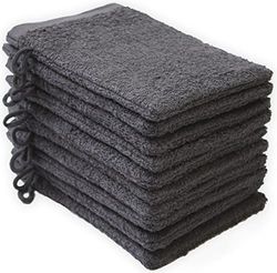 NatureMark Lot de 10 Gants de Toilette en Tissu éponge, 100% Coton, Gris Anthracite, 15 x 21 cm