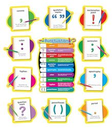 Carson Dellosa Punctuation Bulletin Board Set—Punctuation Chart With Definitions, 10 Individual Pieces With Sentence Structure Examples, Homeschool or Classroom Décor (11 pc)