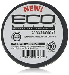Ecoco - Eco Shine Gel - Black Castor and Flaxseed Oil - Contains Vitamin e - Fiber & Omega-3 - Promotes Hair Growth - Shines and Nourishes - Repairs Hair - Alcohol Free - Max Hold 10-3 oz