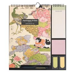 Calendario pared 2025 Japanese Artists - Calendario planificador mensual familiar : Incluye notas adhesivas, pegatinas y boligrafo | Organizador semanal (16 meses)