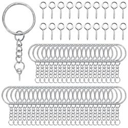 AiQInu 100 Piezas 25mm Anillas Llaveros con Cadena y Perno de ojo, Argollas para Llaveros con Anillas Abiertas, Anillas Llavero para Organizar Llaves, manualidades adornos y bricolaje - Plateado