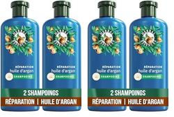 Herbal Essences Réparation Shampoing Huile d'Argan 2x250ml Cheveux Abîmés, Nutrition Intense pour une Chevelure Douce et Lisse, Ingrédients d'Origine Naturelle, Sans Silicone, Végan (Lot de 2)