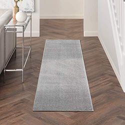 NOURISON Essentials Tapis de Sol d'intérieur/extérieur, Nettoyage Facile, ne perd Pas Ses Poils, pour Chambre à Coucher, Salon, Salle à Manger, Jardin, terrasse, Patio (0,6 x 3 m) - Gris argenté