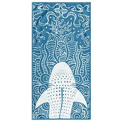 DecoKing Telo mare grande 90 x 180 cm cotone spugna velours asciugamano blu navy bianco Shark
