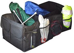 JOCCA Verktygsförvaring för bil bagage/fack och elastisk ficka vikbar utrymmessparare, polyester, svart, 70,5 x 36,5 x 25 cm