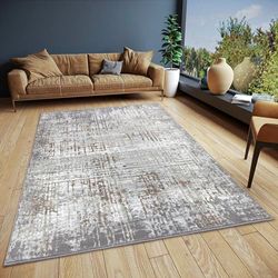 Hanse Home Alfombra Abstracta Vintage – Alfombra Oriental de Pelo Corto para salón, Aspecto Vintage, Alfombra Abstracta para Dormitorio, Comedor, salón, Pasillo, Color Crema Gris, 120 x 170 cm