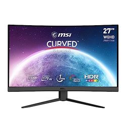 MSI G27CQ4 E2 27 Inch WQHD Curved Gaming Monitor - 1500R 2560 x 1440 VA Panel, 170Hz / 1ms, Adaptive-Sync, HDR Ready