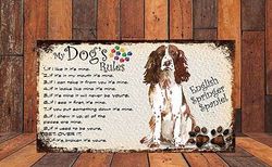 Shawprint Limited MY DOG'S RULES RETRO STYLE METAL TIN SIGN/PLAQUE (221H3DR) ENGLISH SPRINGER SPANIEL