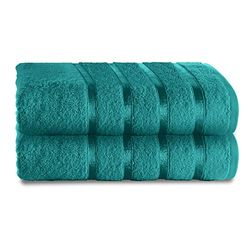 GC GAVENO CAVAILIA Luxury Jumbo Bath Sheets, 100% Ringspun Cotton, Pack of 2 Fade Resistant Extra Absorbent Towels, Egyptian, Teal, 80x170 Cm