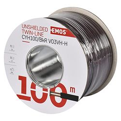 EMOS S8280 Copper Cable 2 x 1.0 mm² 100 m Pure Copper for Low Voltage Black with Polarity Markings