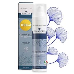 AMADERM Crema Idratante Viso Uomo all'Acido Ialuronico [Ultra-Concentrato] After Shave H-SENSITIVE MEN 100ml - Crema Viso Pelle Secca - Ideale come Crema Post Rasatura Barba e Testa Uomo AMADERM