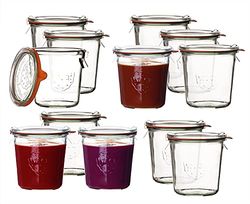 Weck 189 Weckpot, weckvormglas, 12 x 0,5 l, ronde rand, inmaakglas, weckpot, Transparant