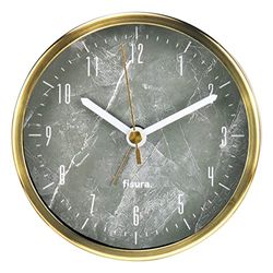 Fisura - Reloj Despertador analógico Dorado y con Efecto mármol. Despertador sin Tic-TAC. Despertador de Pilas. Despertador de Metal de 11 cm de diámetro y 3,8 cm de Ancho.