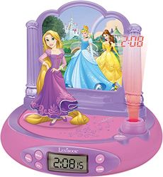 Lexibook, Princesas Disney Rapunzel, relógio despertador com projetor para crianças, luz noturna e projeção da hora no teto, efeitos sonoros, funciona com pilhas, rosa, RP515DP