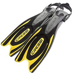 Cressi Frog Plus Open Heel Scuba Dive Fins (Made in Italy), Black/Yellow, XS/S (UK 5/7 - EU 35/38)