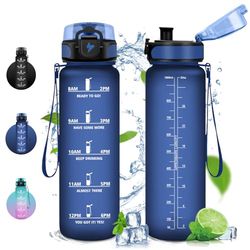 Vikaster Borraccia, 1L, Borraccia Sportiva, Borraccia Motivazionale, Senza BPA, Bottiglia Acqua per Sport, Fitness, Yoga, Scuola, Ufficio