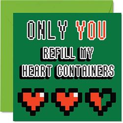 Grappige gamer jubileumkaart voor vriend vriendin echtgenoot vrouw - 8 bit liefde - retro gaming Valentijnsdag kaart voor haar hem vrouwen mannen, 145 mm x 145 mm verjaardagskaarten voor verloofde verloofde