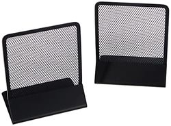 Relaxdays Bookend, Set of 2, Stands for Books, DVDs, Magazines etc., Book Support HxWxD: app. 16.5 x 13 x 10.5 cm, Black