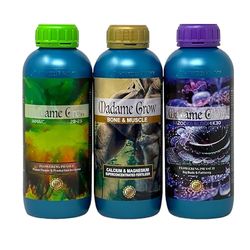 Madame Grow - Kit Palawan - Fertilizantes Naturales - Estimula la Floración, la Formación de Cogollos y Favorece el Metabolismo - Jamaican Bloom, Bazooka y Bone & Muscle - 3 x 1 L c/u