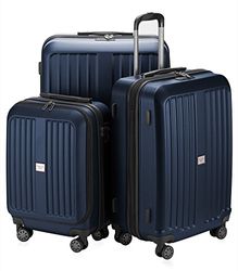 HAUPTSTADTKOFFER - X-Berg - Handbagage ombord resväska bärbar dator kabinväska hård sida spinner vagn 4 hjul, TSA, 55 cm, 42 liter, mörkblå matt, Mörkblå matta, SET OF 3, Bagageset