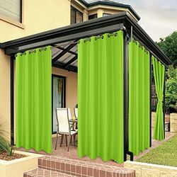 Bonzer Rideaux d'extérieur imperméables épais à œillets bloquant la lumière du Soleil pour véranda, pergola, tonnelle, 1 Panneau, 213 x 137 cm, Vert