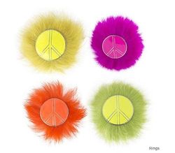 Funny Fashion- bague Peace & Love Fluo avec Fourrure Mix Cappelli, Maschere e Accessori per Feste, e80104