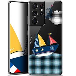 Caseink Cover per Samsung Galaxy S21 Ultra (6.8), in gel HD, stampata in Francia, collezione Piccoli Grains® Design MVE La Barca - Morbida - Ultra Sottile