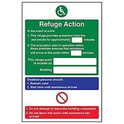 Vsafety 12017AU-R'Refuge Action/Refuge Point Located On' Sign, 200 mm x 300 mm (Pack of 3)