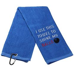 JXGZSO Bowling Towel - I Use This Towel To Shine My Balls - Silver Embroidered Cotton Hand Towel