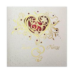 ART NUVO Wedding Invitations Cards - 20 Pieces, 135 x 135 mm, with Printed interiors and envelopes for Wedding - Gold foil Design on Watercolour Paper