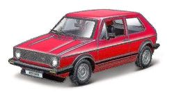 Bburago -1/24 Golf GTI MK1 1979 auto, 18-21089, diverse kleuren