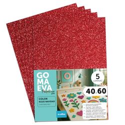 m-office Plaques de Mousse EVA Colorées pailletée 40x60cm, Feuilles de Mousse à Découper, Mousse Pailleté, Idéal pour Loisirs Créatifs, Scrapbooking, École ou Activités Manuelles (Rouge Noël, 5uds)