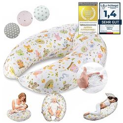 SMOOTHY Almohada de Lactancia Almohada de Embarazo para Dormir, Descansar y amamantar Almohada para Dormir de Lado Almohada de posicionamiento para la Madre y el bebé (Colorido (Animales))