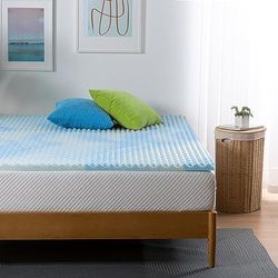 Zinus - Cubrecolchón (140 x 190 cm, Altura del colchón, 3,8 cm), diseño de Swirl Cooling Gel Mattress in Memory Foam