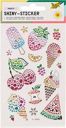 folia Shiny Sticker, Fruity, 16 Pegatinas de Brillantes de Colores, en Diferentes diseños, fácil de Quitar de la lámina, carbón, talla única