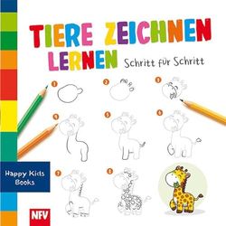 Tiere zeichnen lernen Schritt-für-Schritt: Happy Kids Books
