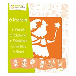 Avenue Mandarine - Ref 42839O - Stencil Set - Fairies Designs - 6 Stencils Per Pack, Translucent for Easy Placement, Compatible with Felt Tips, Pencils, Paint & More, Green, 22.1 x 15.2 x 0.3 cm