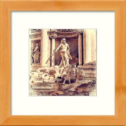 Lumartos, Vintage Trevi Rome Contemporary Home Decor Wall Art Print, Pine, 10X10