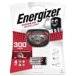 Energizer pannlampa LED, vision superljus pannlampa för camping, utomhus och vandring, batteri ingår, röd