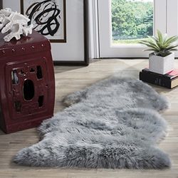 SAFAVIEH Vloerkleed met dierenprint voor woonkamer, eetkamer, slaapkamer - Fur Collection, hoge pool, staalblauw, 61 x 91 cm