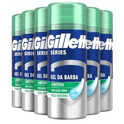 Gillette Series Gel da Barba Lenitivo con Aloe Vera, 6 Confezioni da 75ml, Formato da Viaggio