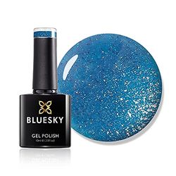 BlueSky LT65 - Smalto UV semipermanente soak-off gel, 10 ml, colore: Turchese scuro glitterato